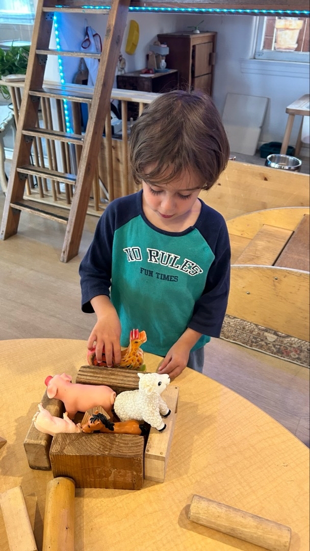Children working on a long-term project at our Reggio Emilia preschool in West Los Angeles